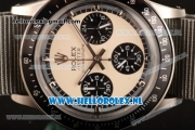 Rolex Daytona Vintage Chronograph OS20 Quartz Steel Case with White Dial and Grey Nylon Strap