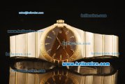 Omega Constellation Co-Axial Swiss ETA 2824 Automatic Steel Case with Yellow Gold Bezel and Brown MOP Dial-Two Tone Bracelet(35mm)