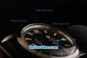 Rolex Explorer Automatic Movement Steel Case with Black Dial-Yellow Markers and Black Nylon Strap