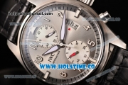 IWC Pilot's Watch Chrono Swiss Valjoux 7750 Automatic Steel Case with Gray Dial and Arabic Numeral Markers (H)