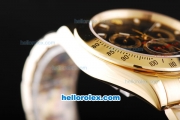 Rolex Daytona II Automatic Movement Full Gold with Stick Markers and Black Dial