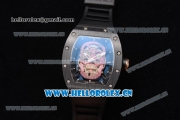 Richard Mille RM052 Miyota 9015 Automatic PVD/Rose Gold Case with Pink Skull Dial and PVD Bezel Black Rubber Strap