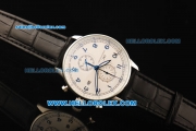IWC Portuguese Yacht Club Chronograph Miyota Quartz Movement Steel Case with White Dial and Black Leather Strap