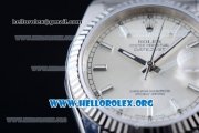 Rolex Datejust Clone Rolex 3135 Automatic Steel Case with Silver Dial Stick Markers and Stainless Steel Bracelet - 1:1 Original (AR)