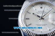 Rolex Datejust Clone Rolex 3135 Automatic Steel Case with Silver Dial Stick Markers and Stainless Steel Bracelet - 1:1 Original (AR)