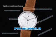 Junghans Max Bill Chronoscope Miyota OS10 Quartz PVD Case White Dial Brown Leather Strap and Stick Markers