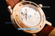 Vacheron Constantin Power Reserve Automatic Movement Rose Gold Case with Rose Gold Markers and Leather Strap