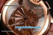 Cartier Ballon Bleu De Medium Chrono Miyota Quartz Rose Gold Case with Brown Dial and Roman Numeral Markers