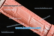 Franck Muller Cintree Curvex Swiss Quartz Steel/Diamonds Case with Pink Leather Strap and Diamonds Dial