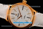 Rolex Cellini Time Asia 2813 Automatic Yellow Gold Case White Dial White Leather Strap and Stick/Roman Numeral Markers