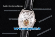 Franck Muller Casablanca Asia Automatic Steel/Diamonds Case with Diamonds Dial and Diamonds Bezel Black Leather Strap (ZF)