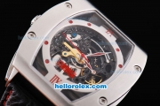 Richard Mille Tourbillon with Red Marking and Black Leather Strap