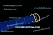 Cartier Ronde Solo Swiss ETA 2836 Automatic Steel Case with White Roman Numeral Markers Blue Dial and Blue Leather Strap