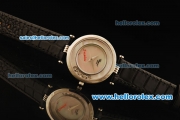 Chopard Happy Sport Swiss Quartz Movement Silver Case with White MOP Dial and Black Leather Strap