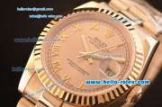 Rolex Datejust Swiss ETA 2836 Automatic Gold Case/Strap with Gold Dial and Roman Numeral Hour Markers