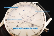 Tag Heuer Carrera Chronograph Miyota Quartz Movement Steel Case with White Dial and Black Leather Strap