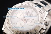 Rolex Daytona Oyster Perpetual Date Swiss Valjoux 7750 Chronograph Movement White Dial with White Stick Marker and SS Strap