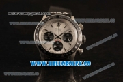 Rolex Daytona Vintage Edition Chrono Miyota OS20 Quartz Steel Case with Silver Dial and Black Leather Strap