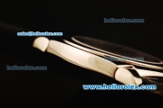 Rolex Cellini Swiss Quartz Steel Case with Green MOP Dial and Black Leather Strap-Roman Markers