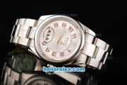 Rolex Air-King Oyster Perpetual Swiss ETA 2836 Automatic Movement Swiss Coating Case with Silver Dial and Red Numeral Markers-SS Strap