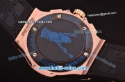 Hublot Big Bang Maradona 2 Chronograph Miyota Quartz Rose Gold Case with PVD Bezel and Black Leather Strap