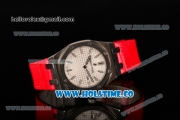 Audemars Piguet Royal Oak Lady Swiss Quartz Steel Case with Red Leather Strap White Dial and Stick Markers