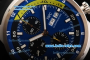 IWC Aquatimer Cousteau Divers Swiss Valjoux 7750 Automatic Steel Case with Blue Dial and Black Rubber Strap