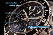 Breitling Superocean Chrono II Swiss Valjoux 7750-SHG Automatic Steel Case PVD Bezel with Steel Strap Black Dial Stick Markers-White Hands