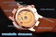 Ulysse Nardin Executive Dual Time ST22 Automatic Run 6@Sec Rose Gold Case with White Dial and Brown Rubber Strap 7750 Coating