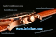 IWC Portuguese Chrono Miyota OS20 Quartz Rose Gold Case with Brown Leather Strap and Black Dial