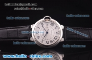 Cartier Ballon bleu de Automatic Steel Case with White Dial and Black Leather Strap