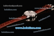 Vacheron Constantin Patrimony Swiss ETA 2824 Automatic Steel Case with Brown Leather Strap White Dial and Diamond Bezel