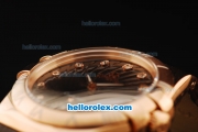 Omega Constellation Quartz Movement Rose Gold Case with Diamond Markers and Brown Leather Strap