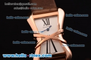 Cartier Tank Enlacée Swiss Quarz Rose Gold Case with Silver Dial and Grey Leather Strap