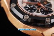 Audemars Piguet Ruben Baracello Limited Swiss Valjoux 7750 Chronograph Movement Black Grid Dial with Black Bezel and Rose Gold Case-Black Leather Strap