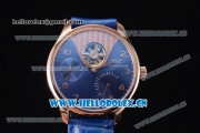 IWC Portuguese Tourbillon Asia ST25 Automatic Rose Gold Case with Blue Dial Arabic Numeral Markers and Blue Leather Strap