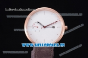 Greyhours Essential Miyota Quartz Rose Gold Case with White Dial Stick Markers and Grey Leather Strap