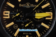 Bell & Ross BR 01-94 Automatic Movement PVD Casing with Yellow marking Black Bezel and Leather Strap