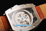 Richard Mille RM 007 Automatic Movement Steel Case with Red Dot Markers and Brown Leather Strap