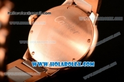 Cartier Rotonde De Miyota Quartz Rose Gold Case/Bracelet with Black Dial and Diamonds Bezel