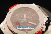Hublot Big Bang Chronograph Miyota Quartz Movement Steel Case with Black Dial and Red Markers-Black Rubber Strap