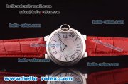 Cartier Ballon bleu de Swiss Quartz Steel Case with White MOP Dial and Red Leather Strap Cartier Ballon bleu de Swiss Quartz Steel Case with White MOP Dial and Red Leather Strap