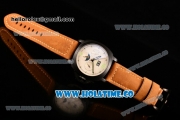 Panerai PAM 596 Luminor Vintage Moon Phase Asia Automatic PVD Case with White Dial Dot Markers and Brown Leather Strap