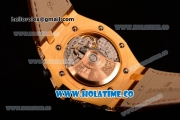 Audemars Piguet Royal Oak Offshore Chronograph Swiss Valjoux 7750 Automatic Yellow Gold/Diamonds Case with Diamonds Dial and Brown Leather Strap (NOOB)