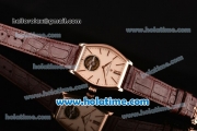 Vacheron Constantin Malte Tourbillon Swiss Tourbillon Manual Winding Rose Gold Case with Brown Alligator Strap and Beige Dial