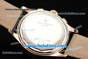 Patek Philippe Complicated World Time Chrono Miyota Quartz Rose Gold Case with Stick Markers and Black Dial