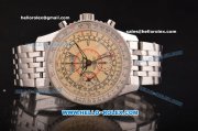 Breitling Montbrillant Datora Swiss Valjoux 7751 Automatic Steel Case/Strap with Beige Dial