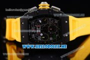 Richard Mille RM 11-03 Swiss Valjoux 7750 Automatic PVD Case with Skeleton Dial and Yellow Rubber Strap Arabic Numeral Markers
