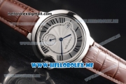 Cartier Ballon Bleu De Large Asia 2813 Automatic Steel Case with Silver Dial and Brown Leather Strap Roman Numeral Markers