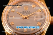 Rolex Day-Date Asia Automatic Yellow Gold Case with Diamonds Markers Grey Dial - Diamonds Bezel (BP)